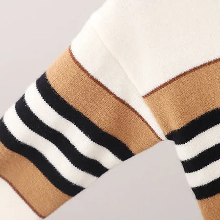 2-6 Years Autumn Winter Boys Sweater Stripe Design Full Sleeve High Collar Knitting Shirt For Kids Children Handsome Knitwear