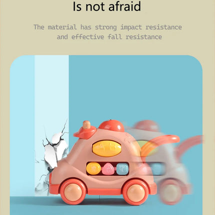 Kid Pull Along Toy Walking Trolley Musical Light Up Car Toy Crawling To Walking Learning Toys Cartoon Polyhedral Trolley Car Toy