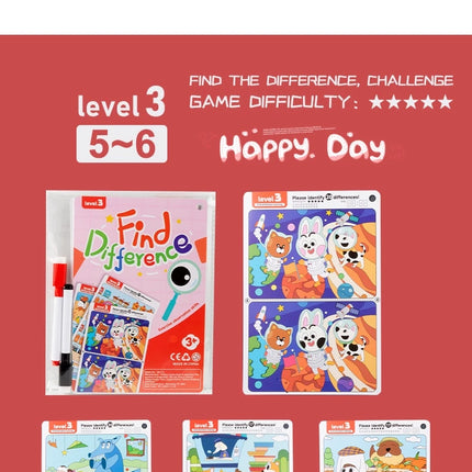 Kid's Find Difference Drawing Circle Game Learning Educational Children Training Concentration Activities Toys for Birthday Gift