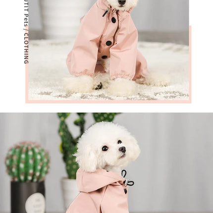 Pet dog clothing, rainproof, breathable and reflective clothes, dog four-legged raincoat, cat and dog supplies french bulldog