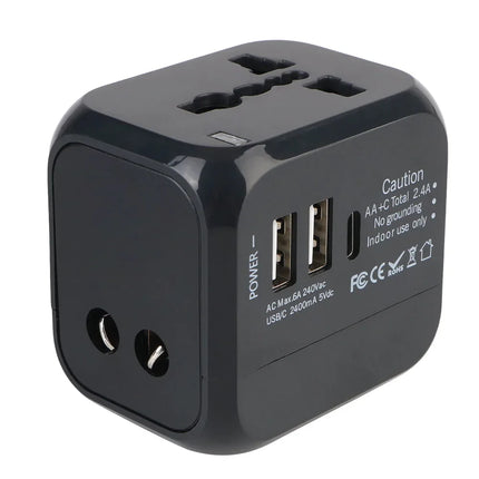 All-in-One Wall Travel Charger Adapter - US EU UK AU Plugs with 2 USB & 1 Type C, Universal for Travel