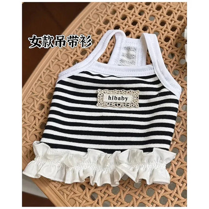 Pet Summer Clothes Pet Couple Striped Shirt Pet Tank Top Dog Cat Universal Knitted Teddy Shirt Puppy Clothing Dog Cooling Vest