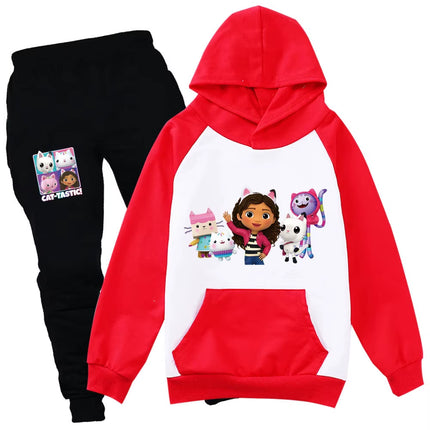 Gabby Dolls Cartoon-Inspired Children's Hoodie and Jogging Pants Set - Autumn Tracksuit for Toddlers