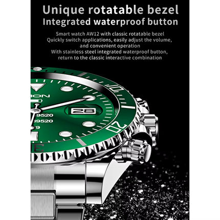 AW12 Bluetooth Smartwatch for Men and Women - Waterproof Fitness Tracker with Call Function and Steel Wristband