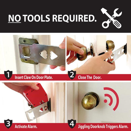Goldy Lock 2-In-1 Portable Door Lock and Alarm Providers Home, Travel Security Privacy. Prevent Entry to Home, Apartments, Hotels, Dorms & Rentals.