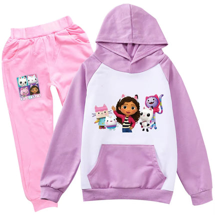 Gabby Dolls Cartoon-Inspired Children's Hoodie and Jogging Pants Set - Autumn Tracksuit for Toddlers