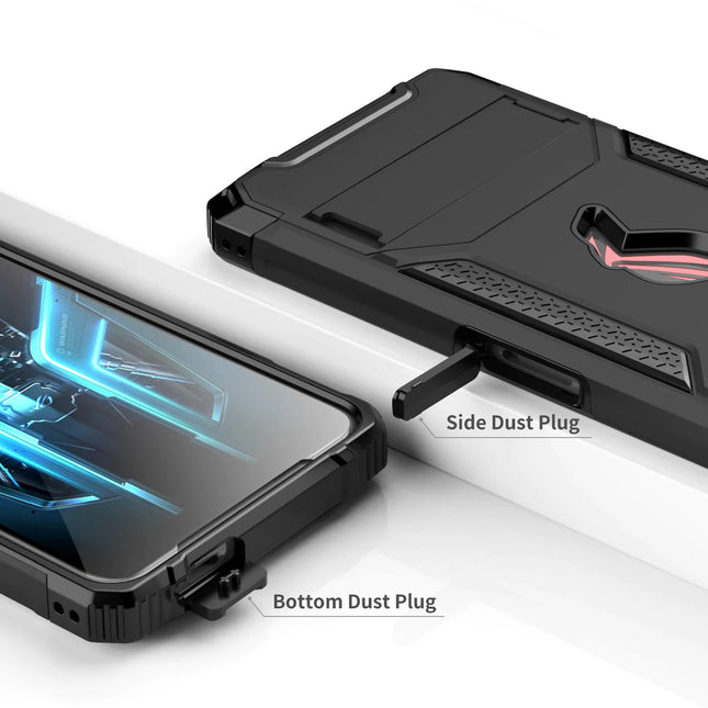 ZSHOW Military Grade Armour Case for ASUS ROG Phone 3 with Air Trigger Compatibility, Kickstand, and Dust Plug for Enhanced Drop Protection