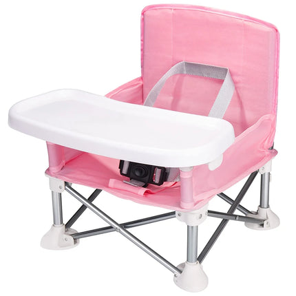 Foldable Portable Baby Dining Chair with Safety Seat Belt - Ideal for Camping and Beach Outings