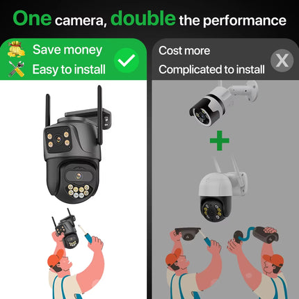 External 4K Dual Lens PTZ Camera - 8MP HD Outdoor IP Security CCTV with Auto Tracking and Icsee P2P Technology