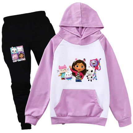 Gabby Dolls Cartoon-Inspired Children's Hoodie and Jogging Pants Set - Autumn Tracksuit for Toddlers