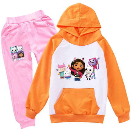 Gabby Dolls Cartoon-Inspired Children's Hoodie and Jogging Pants Set - Autumn Tracksuit for Toddlers