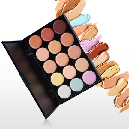 Complete Beauty Makeup Set, Include 15 Colors Concealer Palette, Face Powder, Makeup Primer, Brush, Sponge Set for Girls & Teenagers