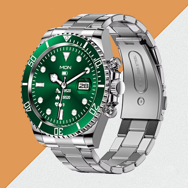 AW12 Bluetooth Smartwatch for Men and Women - Waterproof Fitness Tracker with Call Function and Steel Wristband