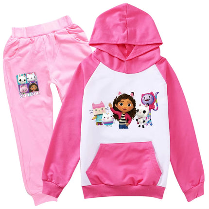 Gabby Dolls Cartoon-Inspired Children's Hoodie and Jogging Pants Set - Autumn Tracksuit for Toddlers