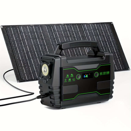 Portable Power Station 200W/300W Peak Camping Solar Generator 296/222//167/155Wh Power Bank with 30/40/60W Solar Panel with AC Outlet 110V with Multi-Output LED Flashlights for CPAP Home Camping Hurricane Emergency Christmas
