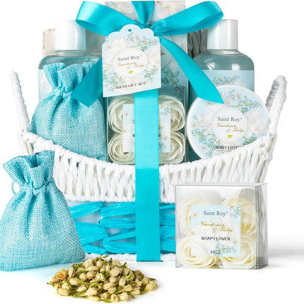 Spa Gift Basket for Women, Luxurious 13Pc Lavender Jasmine Bath Gift Set, Perfect Birthday & Mothers Gifts Idea, Relaxing Home Spa Kit with Body Wash, Bath Bombs, Bubble Bath, Body Lotion & More Gifts for Mothers Day