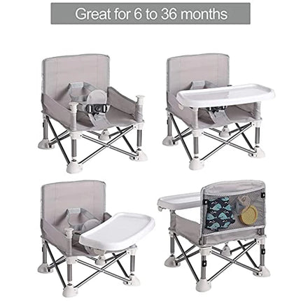 Foldable Portable Baby Dining Chair with Safety Seat Belt - Ideal for Camping and Beach Outings