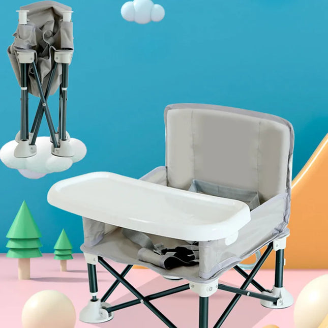 Foldable Portable Baby Dining Chair with Safety Seat Belt - Ideal for Camping and Beach Outings