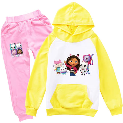 Gabby Dolls Cartoon-Inspired Children's Hoodie and Jogging Pants Set - Autumn Tracksuit for Toddlers