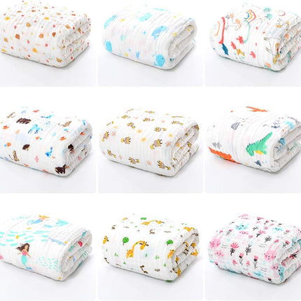 Luxuriously Soft Muslin Baby Bath Towels & Blankets - Set of 2 (Random Colors) - 6-Layer Extra Absorbent Cotton Wash Cloths (41.5" x 41.5")