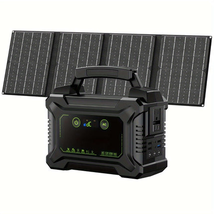 Portable Power Station 200W/300W Peak Camping Solar Generator 296/222//167/155Wh Power Bank with 30/40/60W Solar Panel with AC Outlet 110V with Multi-Output LED Flashlights for CPAP Home Camping Hurricane Emergency Christmas
