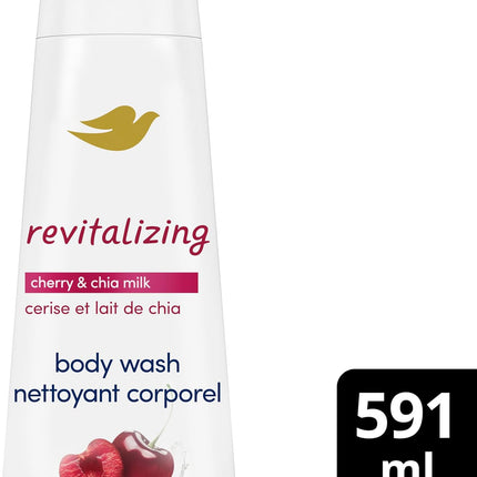 Body Wash for 24Hr Lotion-Soft Skin Revitalize Cherry and Chia Milk Moisturizing Skin Cleanser with No Sulfates No Parabens 591 Ml, 1 Count