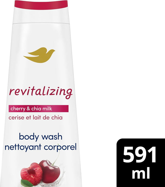 Body Wash for 24Hr Lotion-Soft Skin Revitalize Cherry and Chia Milk Moisturizing Skin Cleanser with No Sulfates No Parabens 591 Ml, 1 Count