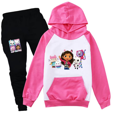 Gabby Dolls Cartoon-Inspired Children's Hoodie and Jogging Pants Set - Autumn Tracksuit for Toddlers