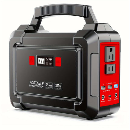 Portable Power Station 200W/300W Peak Camping Solar Generator 296/222//167/155Wh Power Bank with 30/40/60W Solar Panel with AC Outlet 110V with Multi-Output LED Flashlights for CPAP Home Camping Hurricane Emergency Christmas