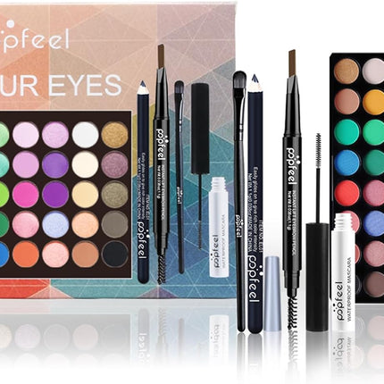 Complete Beauty Makeup Set, Include 15 Colors Concealer Palette, Face Powder, Makeup Primer, Brush, Sponge Set for Girls & Teenagers