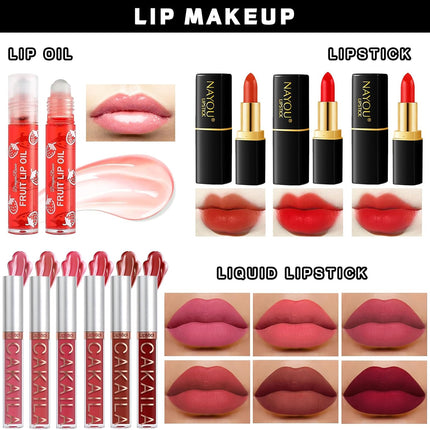 Comprehensive Makeup Set for Women and Teens, Ideal for Beginners and Professionals, Featuring Eyeshadow Palettes, Foundation, and Liquid Lipsticks