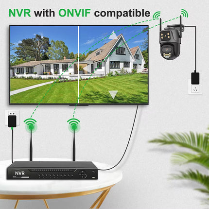 External 4K Dual Lens PTZ Camera - 8MP HD Outdoor IP Security CCTV with Auto Tracking and Icsee P2P Technology