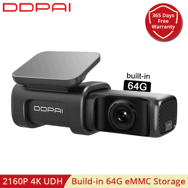 DDPAI Mini 5 Dash Cam - 2160P 4K UHD, 64GB DVR, Built-In WiFi & GPS, 24/7 Parking Monitoring, Vehicle Video Recorder