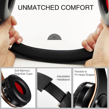 High-Fidelity Bluetooth Stereo Earphones with FM Radio, SD Card Support, and Built-in Microphone for Mobile Devices - Compatible with Xiaomi, iPhone, and Samsung Tablets