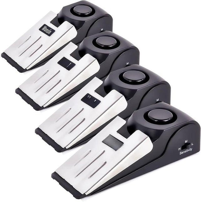 Door Stop Alarm with 120DB Security Feature – Pack of 4 Floor Wedge Doorstops for Home, Apartment, and Travel Use
