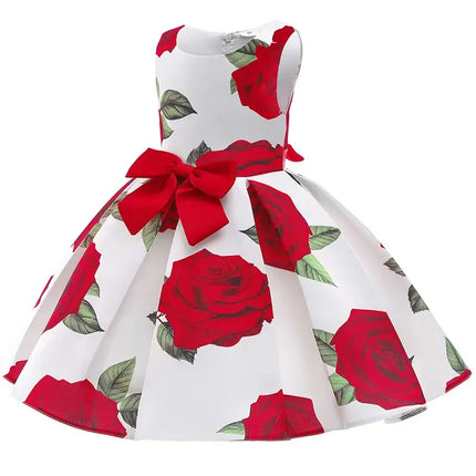 Baby Girls Flower Striped Dress For Girls Floral Wedding Party Dresses Kids Princess Christmas Dress Children Girls Clothing