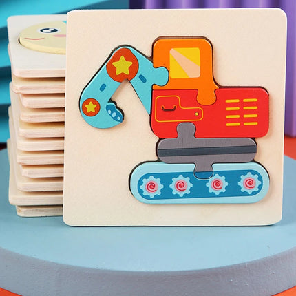 Kids Wooden Toys 3D Wood Puzzle Cartoon Animals Cognitive Jigsaw Puzzle Early Learning Educational Toys For Children Gift