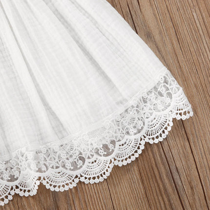 0-5Y Kids Girls White Dress Baby Summer Clothing Children Lace Ruffle Bow A-line Dress Toddler Casual Princess Dresses