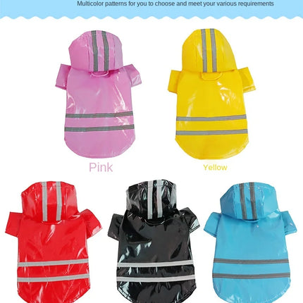 Dog Clothes, Waterproof Jackets, Hooded Raincoats with Reflective Strip, Outdoor Breathable Clothes for Puppies