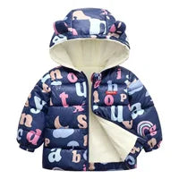 Winter Baby Down Cotton Jacket Winter 2023 New Fashion Cute Cartoon Coat Boys Girls Hooded Warm for Children's Outerwear 0-5y