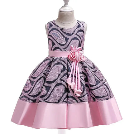 Baby Girls Flower Striped Dress For Girls Floral Wedding Party Dresses Kids Princess Christmas Dress Children Girls Clothing
