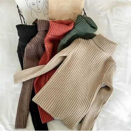 Baby Girls Winter Turtleneck Knitted Sweaters Clothes 2025 Autumn Children Boys Pullover Kids Knitwear