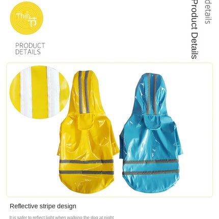Dog Clothes, Waterproof Jackets, Hooded Raincoats with Reflective Strip, Outdoor Breathable Clothes for Puppies