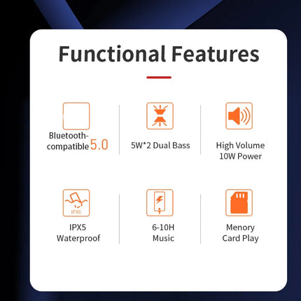 Portable Speaker Wireless  Bluetooth-compatible Subwoofer Outdoor Waterproof Loudspeaker Stereo Surround Support FM RadioTF