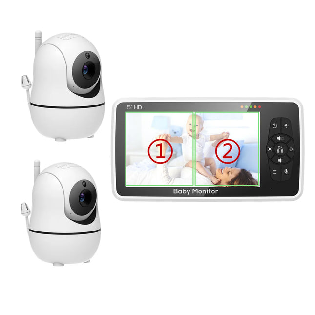 5 inch hd video baby monitor with two cameras