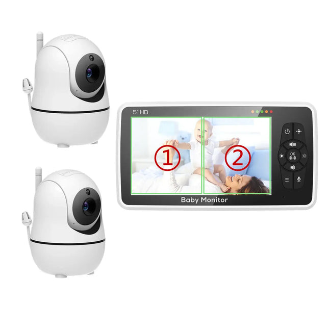 5 inch video baby monitor with two cameras