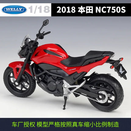 Welly 1:18 2018 Honda NC750S Die Cast Vehicles Collectible Hobbies Motorcycle Model Toys