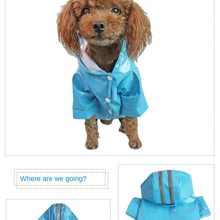 Dog Clothes, Waterproof Jackets, Hooded Raincoats with Reflective Strip, Outdoor Breathable Clothes for Puppies