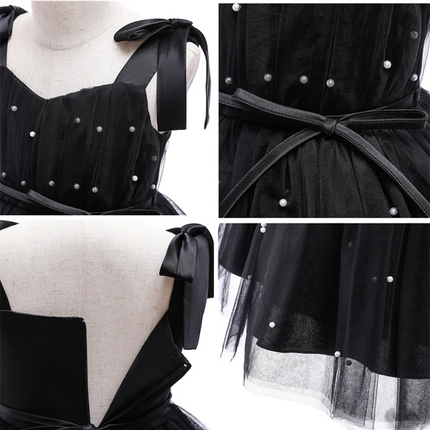Baby Girl Halloween Costume Toddler Girl Black Beaded Evening Party Dress 12M Girls Princess Tutu Gown Infant Birthday Outfits