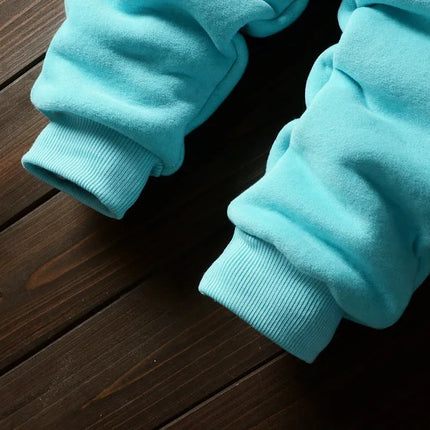 Baby Boys And Girls Clothing Set Tricken Fleece Children Hooded Outerwear Tops Pants 3PCS Outfits Kids Toddler Warm Costume Suit